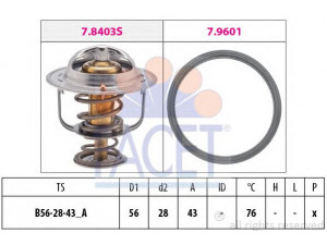 FACET 7.8403 termostatas, aušinimo skystis 
 Aušinimo sistema -> Termostatas/tarpiklis -> Thermostat
1305A163, 1305A285, MD-164541, MD-170031