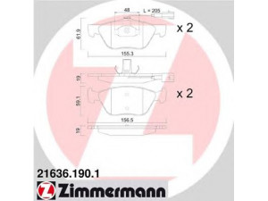 ZIMMERMANN 21636.190.1 stabdžių trinkelių rinkinys, diskinis stabdys 
 Techninės priežiūros dalys -> Papildomas remontas
71713143, 71753039, 77362222, 77362683