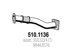 ASSO 510.1136 išleidimo kolektorius 
 Išmetimo sistema -> Išmetimo vamzdžiai
500322473, 98463576