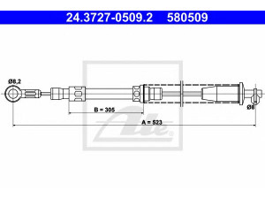 ATE 24.3727-0509.2 trosas, stovėjimo stabdys 
 Stabdžių sistema -> Valdymo svirtys/trosai
7609367, 7671310