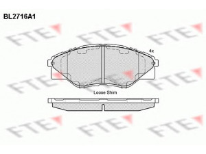 FTE BL2716A1 stabdžių trinkelių rinkinys, diskinis stabdys 
 Techninės priežiūros dalys -> Papildomas remontas
04465-0K290