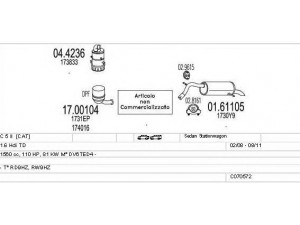 MTS C070572025305 išmetimo sistema 
 Išmetimo sistema -> Išmetimo sistema, visa