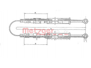 METZGER 321.5 trosas, stovėjimo stabdys 
 Stabdžių sistema -> Valdymo svirtys/trosai
7757560, 7757560