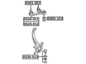 ASVA 0301-007 valdymo svirties/išilginių svirčių įvorė 
 Ašies montavimas/vairavimo mechanizmas/ratai -> Valdymo svirtis/pasukamosios svirties sujungimas -> Montavimas/sutvirtinimas
51460-SV4-000, 51450-SL5-961, 51460-SL5-961