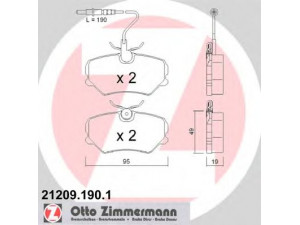 ZIMMERMANN 21209.190.1 stabdžių trinkelių rinkinys, diskinis stabdys 
 Techninės priežiūros dalys -> Papildomas remontas
425055, 425095, 425135, 425270