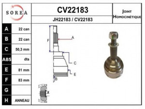 EAI CV22183K jungčių komplektas, kardaninis velenas 
 Ratų pavara -> Sujungimai/komplektas