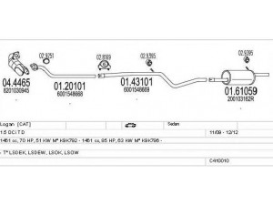 MTS C410010025410 išmetimo sistema 
 Išmetimo sistema -> Išmetimo sistema, visa