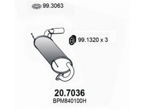 ASSO 20.7036 galinis duslintuvas 
 Išmetimo sistema -> Duslintuvas
BPM840100C, BPM840100D, BPM840100G