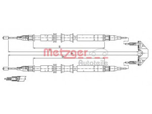METZGER 11.5791 trosas, stovėjimo stabdys 
 Stabdžių sistema -> Valdymo svirtys/trosai
24436467, 522153, 522558, 90581267