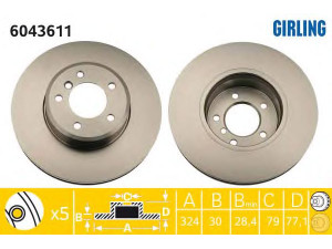 GIRLING 6043611 stabdžių diskas 
 Stabdžių sistema -> Diskinis stabdys -> Stabdžių diskas
34116753221, 34116767269, 34116864905