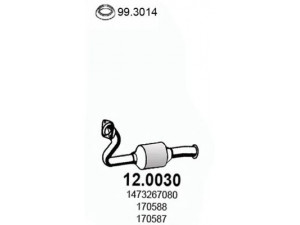 ASSO 12.0030 katalizatoriaus keitiklis 
 Išmetimo sistema -> Katalizatoriaus keitiklis
1473267080, 1475849080, 170587