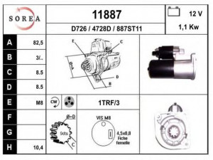 EAI 11887 starteris 
 Elektros įranga -> Starterio sistema -> Starteris
001911023