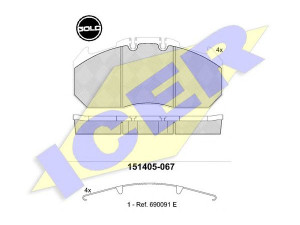ICER 151405 G stabdžių trinkelių rinkinys, diskinis stabdys 
 Techninės priežiūros dalys -> Papildomas remontas
152 27 419 T, 81 50820 5072, 81 50820 5073