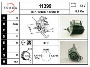 EAI 11399 starteris 
 Elektros įranga -> Starterio sistema -> Starteris
055911023F, 055911023J, 055911023JX