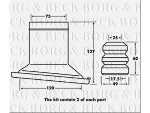 BORG & BECK BPK7105 apsauginio dangtelio komplektas, amortizatorius