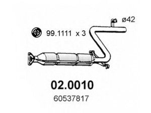 ASSO 02.0010 katalizatoriaus keitiklis 
 Išmetimo sistema -> Katalizatoriaus keitiklis
0060537817, 0060580665, 60537817