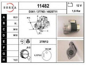 EAI 11482 starteris 
 Elektros įranga -> Starterio sistema -> Starteris
23300W1702, 23300W1712, 23300W2801