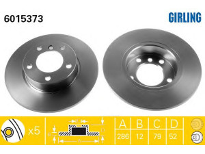 GIRLING 6015373 stabdžių diskas 
 Stabdžių sistema -> Diskinis stabdys -> Stabdžių diskas
34111160673, 34116757750, 34116757751