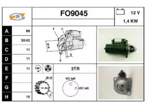 SNRA FO9045 starteris 
 Elektros įranga -> Starterio sistema -> Starteris
86GB11000GA, 87GB11000CA, 87GB11000CB