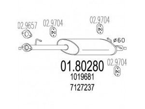 MTS 01.80280 vidurinis duslintuvas 
 Išmetimo sistema -> Duslintuvas
1019681, 1072023, 7127237