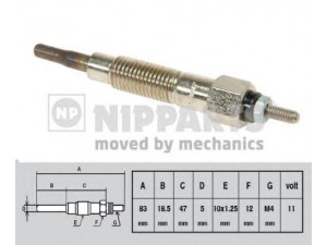 NIPPARTS J5711008 kaitinimo žvakė 
 Kibirkšties / kaitinamasis uždegimas -> Kaitinimo kaištis
11065-G5501