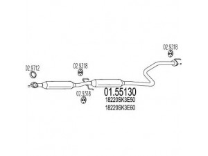 MTS 01.55130 vidurinis duslintuvas 
 Išmetimo sistema -> Duslintuvas
18220SK3E50, 18220SK3E60, EGP1649