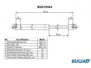 BUGIAD BGS10944 dujinė spyruoklė, bagažinė 
 Priedai -> Bagažinė/pakrovimo skyrius
74820S6DE02, 74870S6DE02