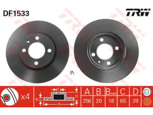 TRW DF1533 stabdžių diskas 
 Dviratė transporto priemonės -> Stabdžių sistema -> Stabdžių diskai / priedai
321615301D, 6N0615301D, 321615301D