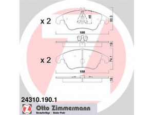 ZIMMERMANN 24310.190.1 stabdžių trinkelių rinkinys, diskinis stabdys 
 Techninės priežiūros dalys -> Papildomas remontas
005 420 1020, 005 420 1320, 005 420 1620