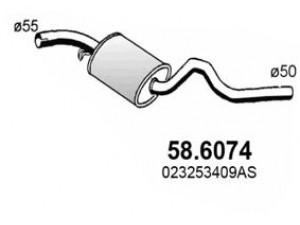ASSO 58.6074 vidurinis duslintuvas 
 Išmetimo sistema -> Duslintuvas
023253409AS, 074253409AE, 7D0253409C