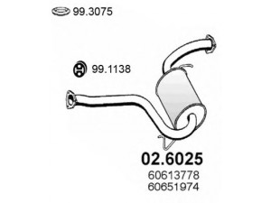 ASSO 02.6025 vidurinis duslintuvas 
 Išmetimo sistema -> Duslintuvas
55183429, 60613778, 60651974, 60665406