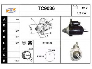 SNRA TC9036 starteris 
 Elektros įranga -> Starterio sistema -> Starteris
M2T60481