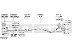 BOSAL 073.015.45 išmetimo sistema 
 Išmetimo sistema -> Išmetimo sistema, visa