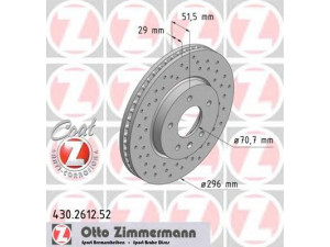 ZIMMERMANN 430.2612.52 stabdžių diskas 
 Stabdžių sistema -> Diskinis stabdys -> Stabdžių diskas
480 88 48, 4801 850, 20955857, 966 25 948