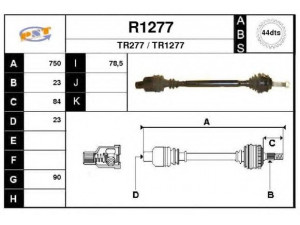 SNRA R1277 kardaninis velenas 
 Ratų pavara -> Kardaninis velenas
7700111748, 7700111914, 7700111918