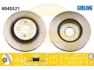GIRLING 6045521 stabdžių diskas 
 Stabdžių sistema -> Diskinis stabdys -> Stabdžių diskas
45251S1A405, 45251S1AE20, 45251S1AE20