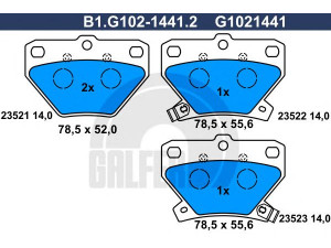 GALFER B1.G102-1441.2 stabdžių trinkelių rinkinys, diskinis stabdys 
 Techninės priežiūros dalys -> Papildomas remontas
04466-52010, 04466-52020, 04466-52030