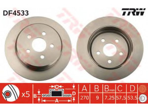 TRW DF4533 stabdžių diskas 
 Stabdžių sistema -> Diskinis stabdys -> Stabdžių diskas
0000K04616433, 04509553AB, 04509553AC
