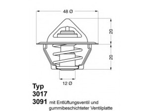 WAHLER 3017.87D2 termostatas, aušinimo skystis 
 Aušinimo sistema -> Termostatas/tarpiklis -> Thermostat
96 143 939, 96 143 939