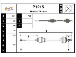 SNRA P1215 kardaninis velenas 
 Ratų pavara -> Kardaninis velenas
327373, 3273J0