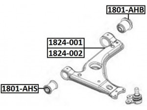 ASVA 1801-AHB valdymo svirties/išilginių svirčių įvorė 
 Ašies montavimas/vairavimo mechanizmas/ratai -> Valdymo svirtis/pasukamosios svirties sujungimas -> Montavimas/sutvirtinimas
03 52 324, 53 52 030, 53 52 029