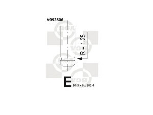 BGA V992806 įleidimo vožtuvas 
 Variklis -> Variklio uždegimo laiko reguliavimo kontrolė -> Vožtuvų eilė -> Vožtuvai/dalys
96103129, 96182806