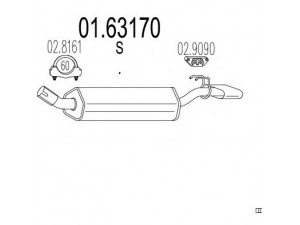 MTS 01.63170 galinis duslintuvas 
 Išmetimo sistema -> Duslintuvas