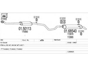 MTS C260625007622 išmetimo sistema 
 Išmetimo sistema -> Išmetimo sistema, visa