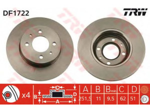 TRW DF1722 stabdžių diskas 
 Stabdžių sistema -> Diskinis stabdys -> Stabdžių diskas
4377102, 4377102, SE0221650, SE022165002B