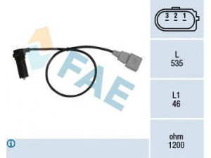 FAE 79067 jutiklis, alkūninio veleno impulsas; impulso jutiklis, smagratis 
 Variklis -> Variklio elektra
038 907 319 A, 038 907 319 F, 038 907 319 A