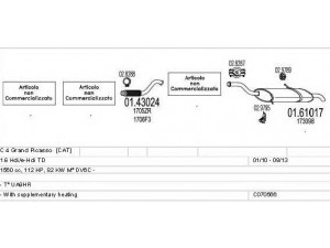 MTS C070566025205 išmetimo sistema 
 Išmetimo sistema -> Išmetimo sistema, visa