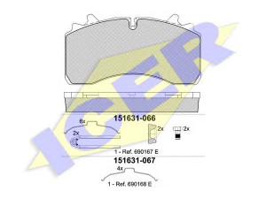 ICER 151631-067 stabdžių trinkelių rinkinys, diskinis stabdys 
 Techninės priežiūros dalys -> Papildomas remontas
0 233 5013 09, 1299796, 3 057 0084 00