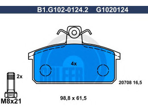 GALFER B1.G102-0124.2 stabdžių trinkelių rinkinys, diskinis stabdys 
 Techninės priežiūros dalys -> Papildomas remontas
5888150, 82357469