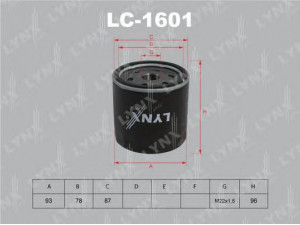 LYNXauto LC-1601 alyvos filtras 
 Techninės priežiūros dalys -> Techninės priežiūros intervalai
1059924, 1136568, 1148703, 1207066